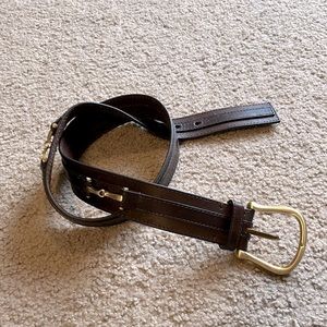 Vintage Womens Western Belt Genuine Leather Gold Hardware Equestrian 32-38"